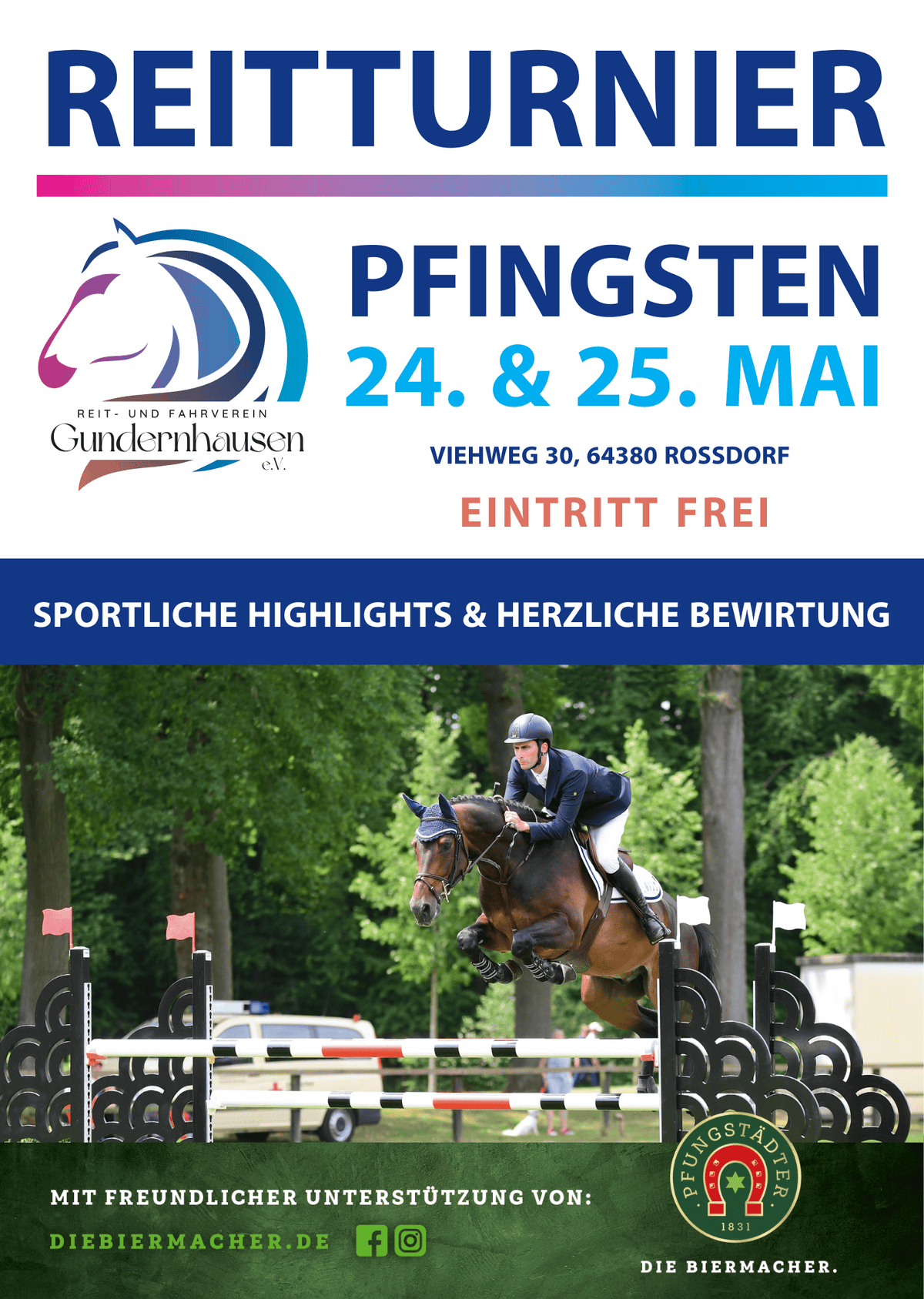 Flyer Reitturnier Gundernhausen am 24. und 25. Mai 2026 
