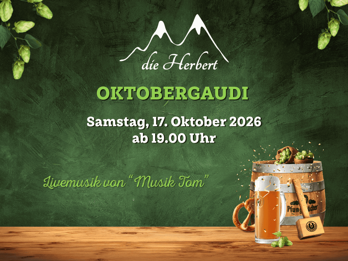 Beitragsbild Oktobergaudi in der Alm "die Herbert" in Ober-Beerbach am 17. Oktober 2026 ab 19.00 Uhr.